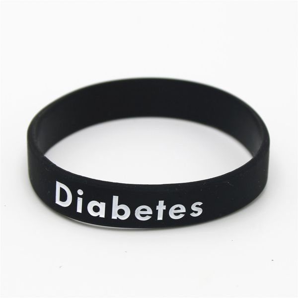 

1pc diabetes silicone wristband sports medical alert armband nurse racelets&bangles youth and size gifts sh151, Golden;silver
