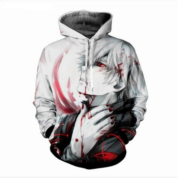 

wholesale--tokyo ghoul funny 3d print men women hoodies street wear casual hip hop pockets sweatshirt clothing zgxl030, Black