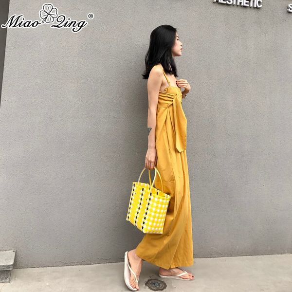 

miaoqing new 2018 fashion bodysuit women wide leg pants tall waist condole belt loose lady jumpsuit streetwear, Black;white