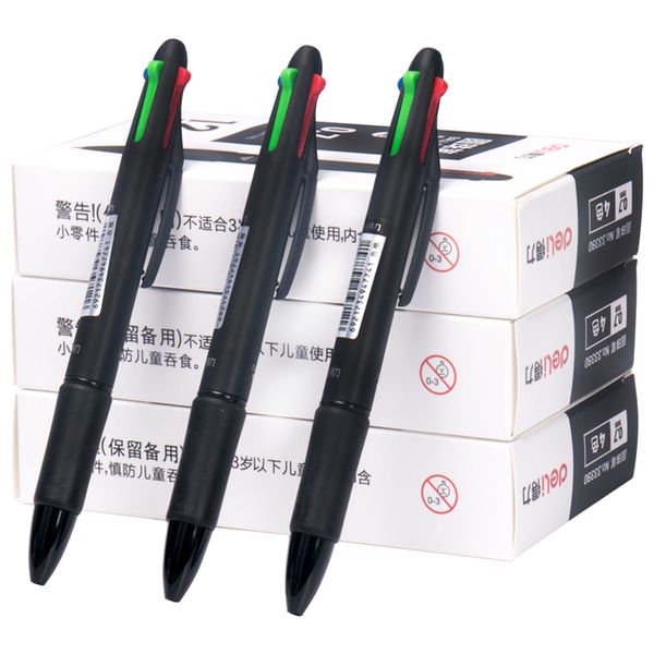 

12pcs/lot multicolor pen fine point 4 in 1 colorful retractable ballpoint pens, multi function pen, (0.7mm), ing, Blue;orange