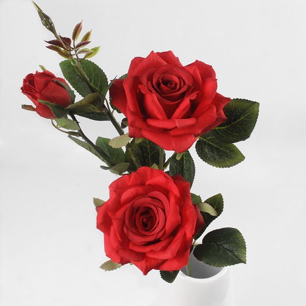 Acheter Artificielle 3 Têtes Paris Roses Fleurs Plantes Artificielles Décoratives En Soie Fleurs Pour La Maison De Mariage Décoration De Table Table