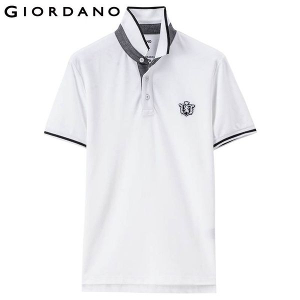 

Solid Men Polo Shirt Short Sleeves Ribbed Collar Polo Shirts Roundneck Lion Embroidery 3d Elastic Brand Clothes Designer Polo