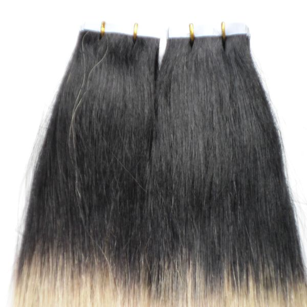 Ombre Tape In Hair Colored 1b Fading To 613 Blonde Hair Dark Root