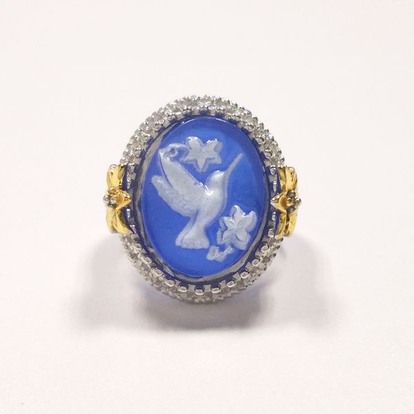 

2018 new peace dove bird rings for women euramerican female hummingbird flowers finger ring plated gold color jewelry anillos, Slivery;golden