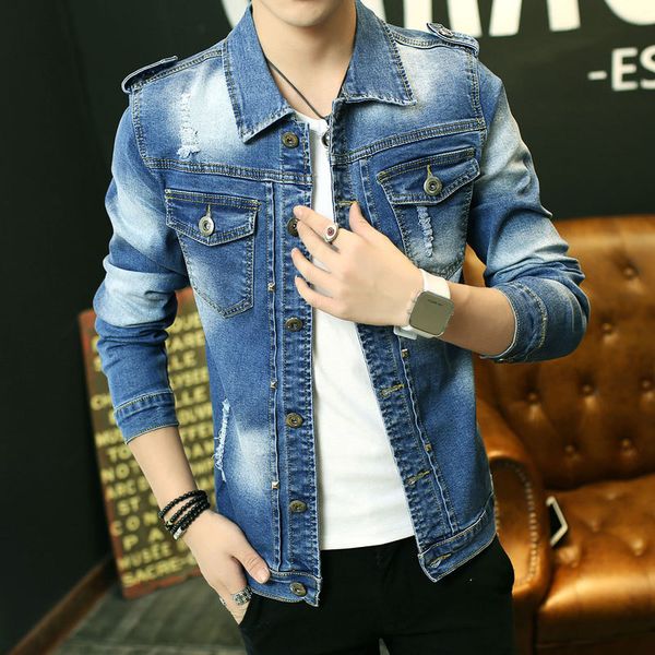 

jeans jacket men slim fit para hombre casual designer denim jacket homme jaqueta outwear jean coat masculina chaqueta hombre, Black;brown