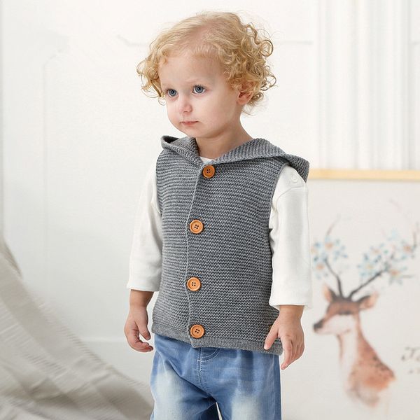 Baby Boys Knitted Sweater Cartoon Newborn Girls Cardigans Acrylic Infant Unisex Knitwear Coats Hooded Sleeveless Kids Jackets Free Knitting Patterns