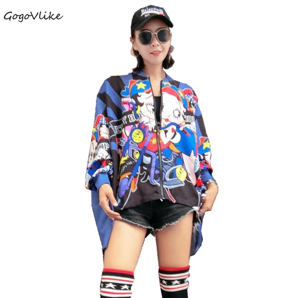 

bomber jacket women cartoon print jacket graffiti print women coats and jackets 2018 spring autumn pockets casual coat lt373s50, Black;brown
