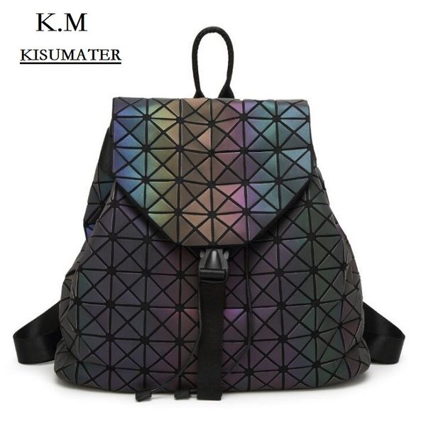 

kisumater luminous backpacks women's fashion daily backpack geometry package sequins folding bao bao school bags baobao backpack