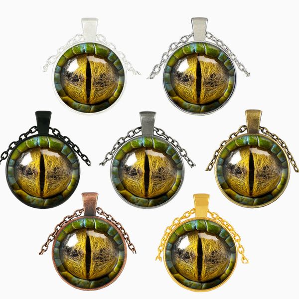 

3d dragon eye necklace time gem tone man woman gla cabochon dome jewelry pendant party favor art craft gift 3 5jj bb
