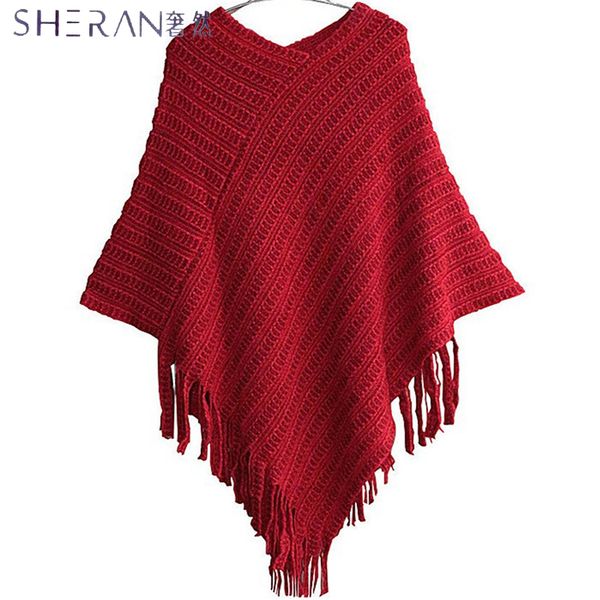 

2018 spring sweater pullover women v neck batwing stripes fringed stitching irregular poncho shawl cape sweater, White;black