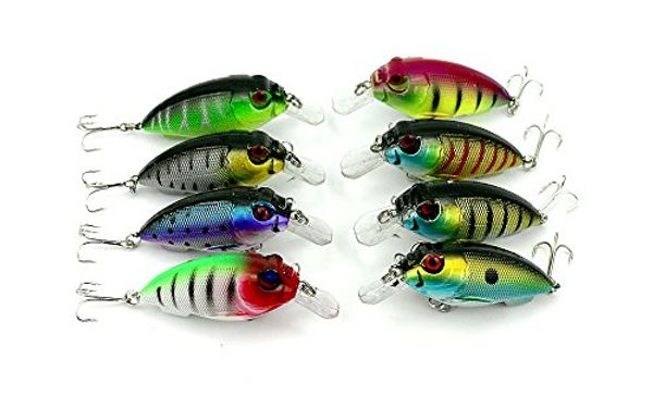 

lenpaby 8pcs medium diving crankbaits lot hard plastic fishing lures crappie bass tourt crank baits for saltwater and freshwater