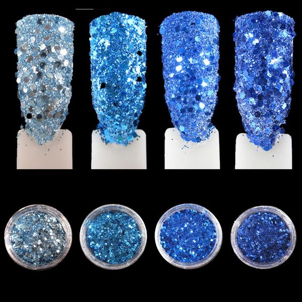 

fashion 4 box mixed nail art glitter powder sequins manicure tips pigment decoration beauty diy tool, Silver;gold