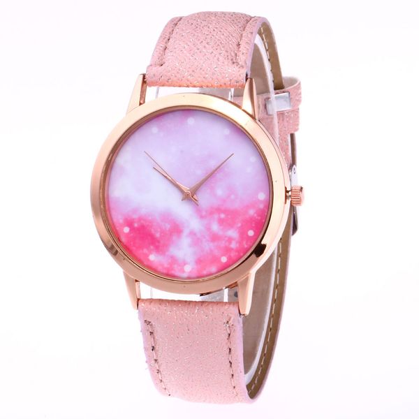 

lover women quartz watch pink starry sky space watch pu leather strap wristwatch birthday gifts for girl women ll@17, Slivery;brown