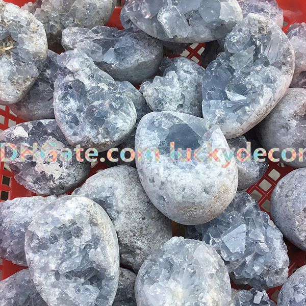 Ham mavi Celestite Kristal Küme Geode Ev Dekor Koleksiyonu Düzensiz Doğal Kaba Mineral Kaya İyileştirici Kuvars Okyanus Bilgelik Taşı Örnek Rüya hatırlama