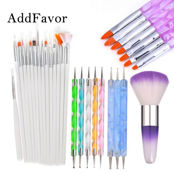 

addfavor 15pcs acrylic nail auv gel polish painting drawing brushes pen nail dotting kit clean brush manicure tools set
