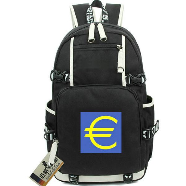 

rich backpack euro symbol day pack money talk style school bag durable packsack laprucksack sport schoolbag out door daypack