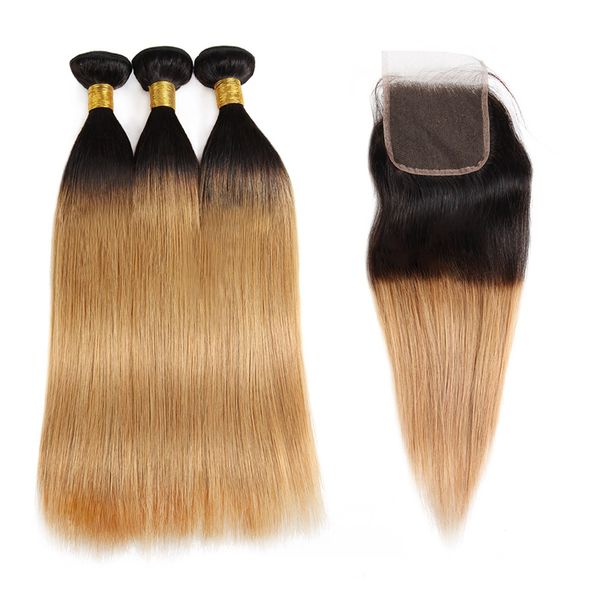

ishow 10а honey blonde straight ombre человека пучки волос с closure 1b / 27 body wave 99j бразильский волос extensions t1b / bug, Black