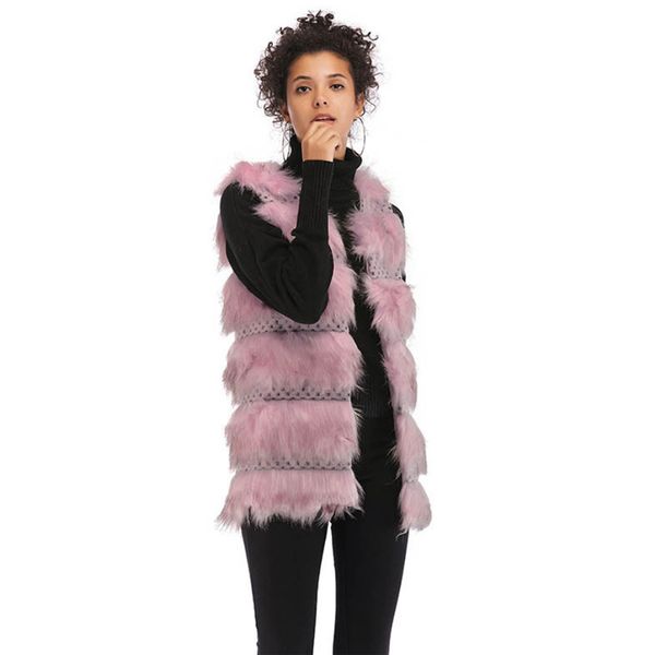 

winter casual faux fur long coat women 2018 vintage fashion warm slim sleeveless coat solid vest female jacket casaco feminino, Black