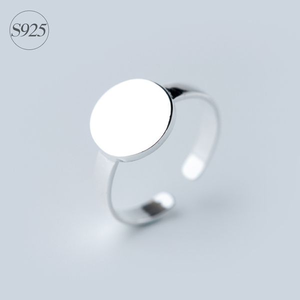 

new men women solid 925 sterling silver jewelry adjustable plain polished round ring geometric 925-sterling-jewelry gtlj732, Golden;silver