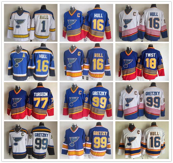 

St loui blue jer ey ccm old time 16 brett hull 18 tony twi t 44 chri pronger 77 pierre turgeon 99 wayne gretzky