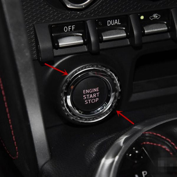 Empurre Carbon Fiber Car Power Engine Start Stop botão da tampa guarnição decorativa Para Subaru BRZ / TOYOTA 86 2013-17 Interior Acessórios decalques