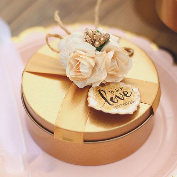 

gold round candy box wedding party candy favor boxes birthday party gift boxes