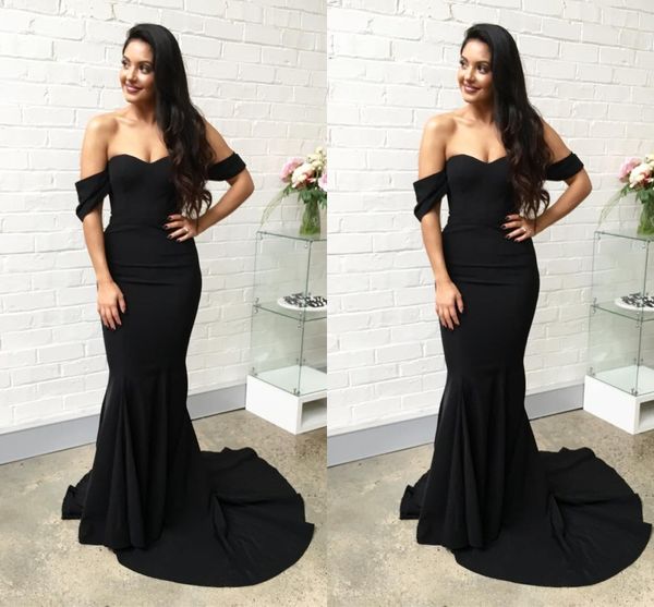 

new fashion off shoulder 2018 black mermaid evening dresses satin backless floor length dresses evening wear robes de soirée, Black;red