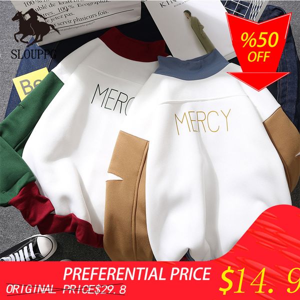 

slouppg autumn men's hoodie fashion youth jacket student trend loose casual sweatshirts wild, Black