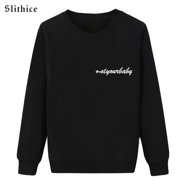 

slithice not your baby letter printed sweatshirt for women black long sleeve o-neck fashion cute pullovers hoodies for ladies