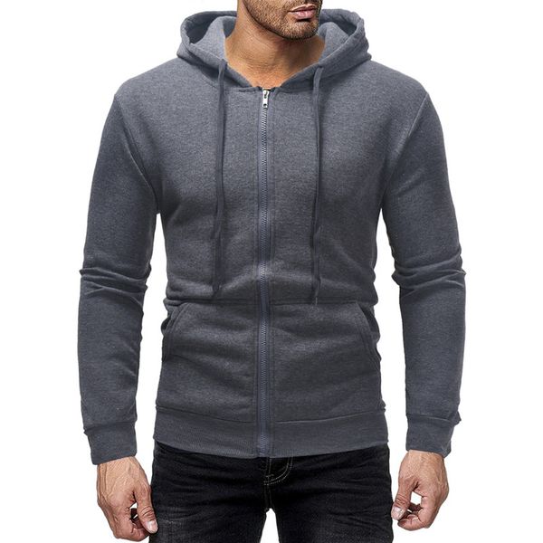 

hoodies men 2019 spring pure color simple style cardigan hooded sweatshirts fashion casual loose streetwear mens tracksuit, Black
