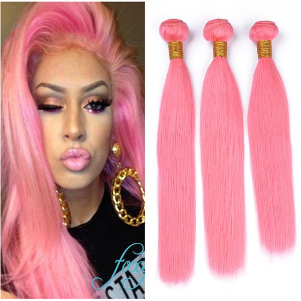 2020 Pink Virgin Brazilian Human Hair Weft Extensions Pink Virgin