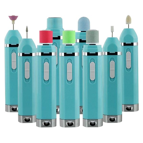 

9 in 1 electric nail polisher grinding machine multifunctional dead skin removal buffer file pedicure manicure nail grinder tool, Silver