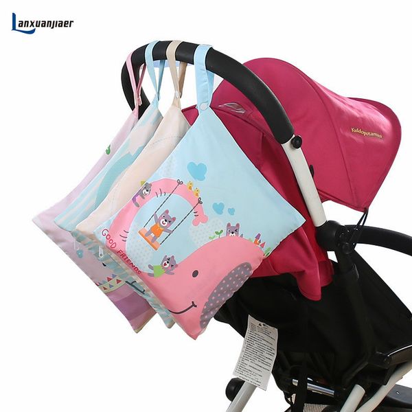 

30*28cm cartoon printed diaper bag mother stroller outdoor hanging diaper bag reusable sanitary napkin waterproof dry wet