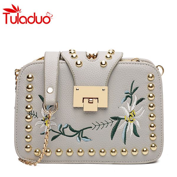 

women crossbody bag 2017 fashion embroidery rivet sequined chains ladies flap bag women's messenger bags femme shoulder bags sac