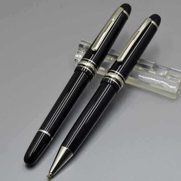 

Luxury Meisterstcek Black Resin and Metal 145 Rollerball pen Ballpoint pens office school supplies Golden / Silver Clip With MB Brands Gifts