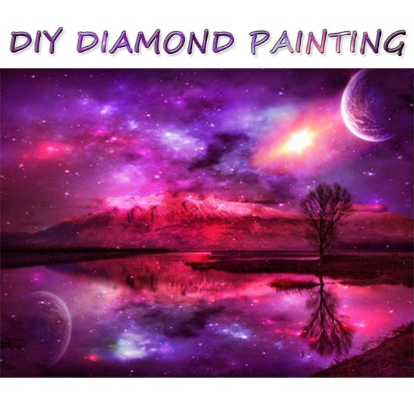Acheter 5d Diy Plein Diamant Peinture Ciel étoilé Diamant Broderie Coucher Du Soleil Paysage Strass Mosaïque Point De Croix Mur Décor De 1146 Du
