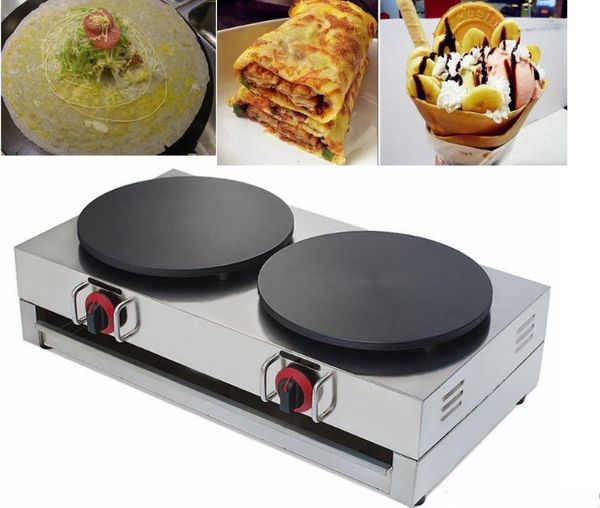 

gas commercial crepe maker double-head crepe machine gas pancake maker mini pancake machine stainless steel pancake pan llfa