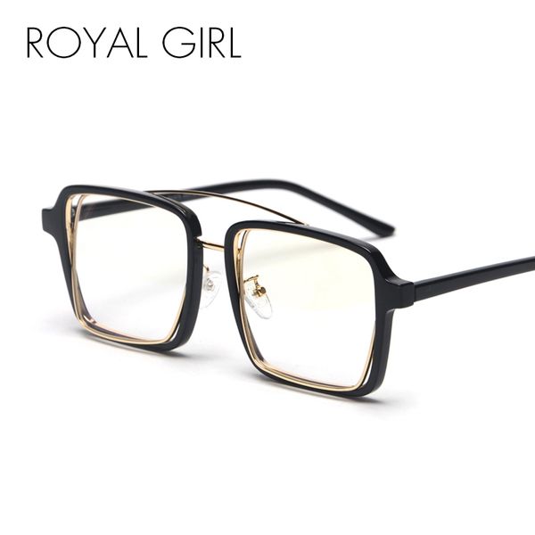 

royal girl vintage square glasses women men 2018 new black leopard frame eyeglasses transparent clear lens glasses os023, Silver
