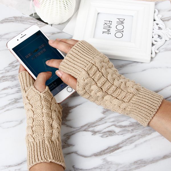 

1pair fashion knitting gloves & mittens casual men women fingerless soft solid crochet knitted gloves mitten winter warm, Blue;gray