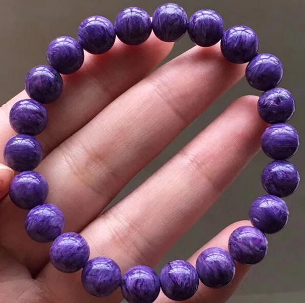 

11-12mm natural purple charoite crystal loose beads bracelets, Golden;silver