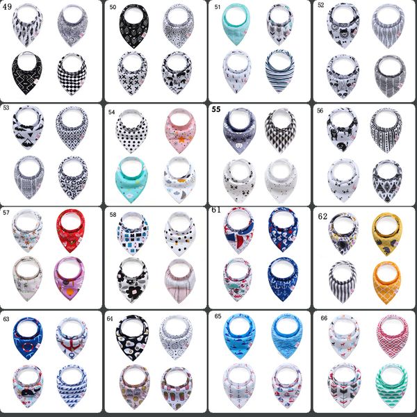 

multi choice INS cartoon animals 100% Cotton bibs Burp Cloths Newborn KIDS Double Layers flower Print triangular YKK Fastener hot selling