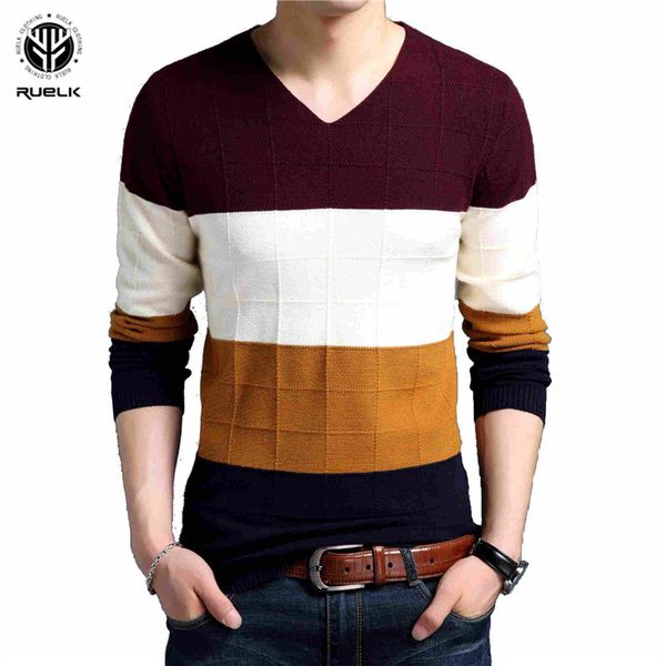 

ruelk 2018 brand new sweaters men fashion style autumn winter patchwork knitted quality pullover men o-neck casual sweater, White;black