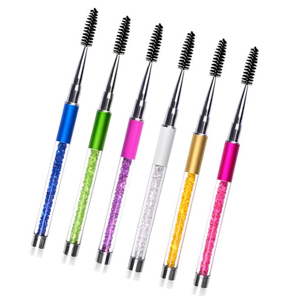 

Новые 6 Цветов Горный Хрусталь Акриловая Ручка Щетки Для Ресниц Расчески Спираль