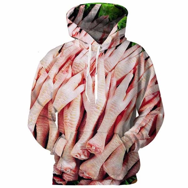 

cloudstyle fashion 2018 new design 3d hoodies men chicken feet 3d print long sleeve casual pullovers sweatshirts streetwear, Black