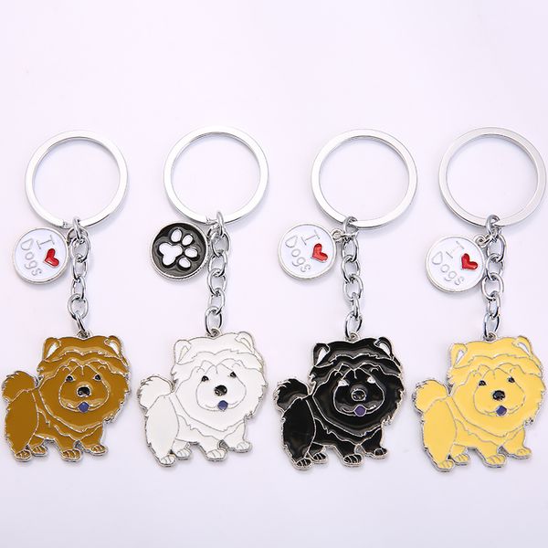 

new cute chow chow dog keyring animal keychain for bag car women men girls boys love jewelry christmas gifts bag charm keyring, Silver