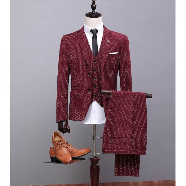 

folobe 2018 single breasted dark red groom tuxedos groomsmen mens wedding suits prom bridegroom (jacket+pants+vest, White;black