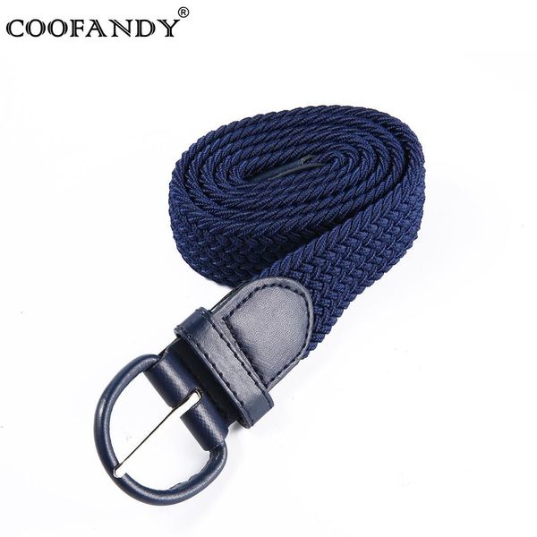 

braided waist women weven belts fabric canvas stretch, Black;brown