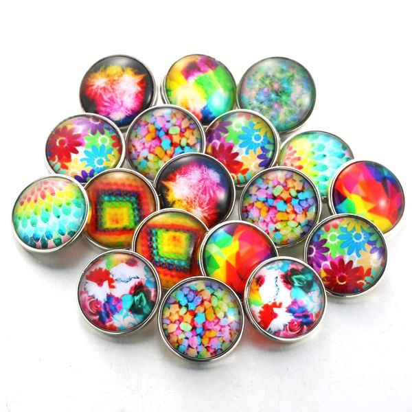 

10pcs/lot mixed color 18mm glass snap button jewelry glass snap fit bracelet snaps jewelry for women 051102, Golden;silver