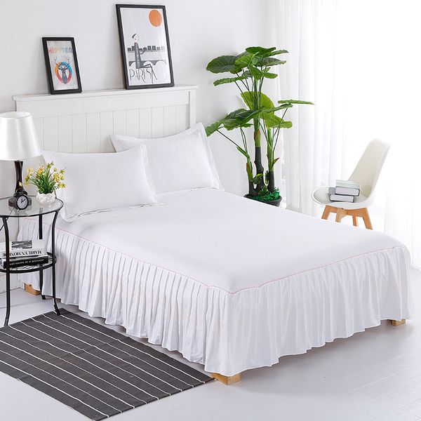 

pure color bed linen 100% cotton bed skirt full twin queen king size skirts bedspreads mattress cover pillowcase
