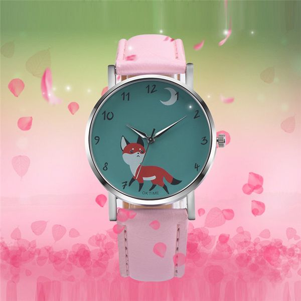 

watch women 2017 fashion retro cartoon cute animial new design pu leather analog alloy quartz wrist watches, Slivery;brown